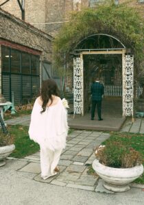 Jessica and David Host Uniquely Curated Warehouse Wedding at Salvage One in Chicago, Emphasizing Personalization and Local Flair.