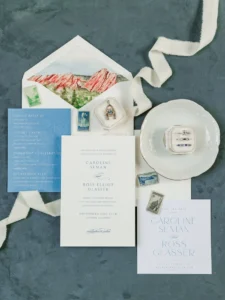 A Sky Blue Summer Wedding Amidst Colorado’s Red Rocks: Caroline and Ross’s Tailored Celebration at Arrowhead Golf Course