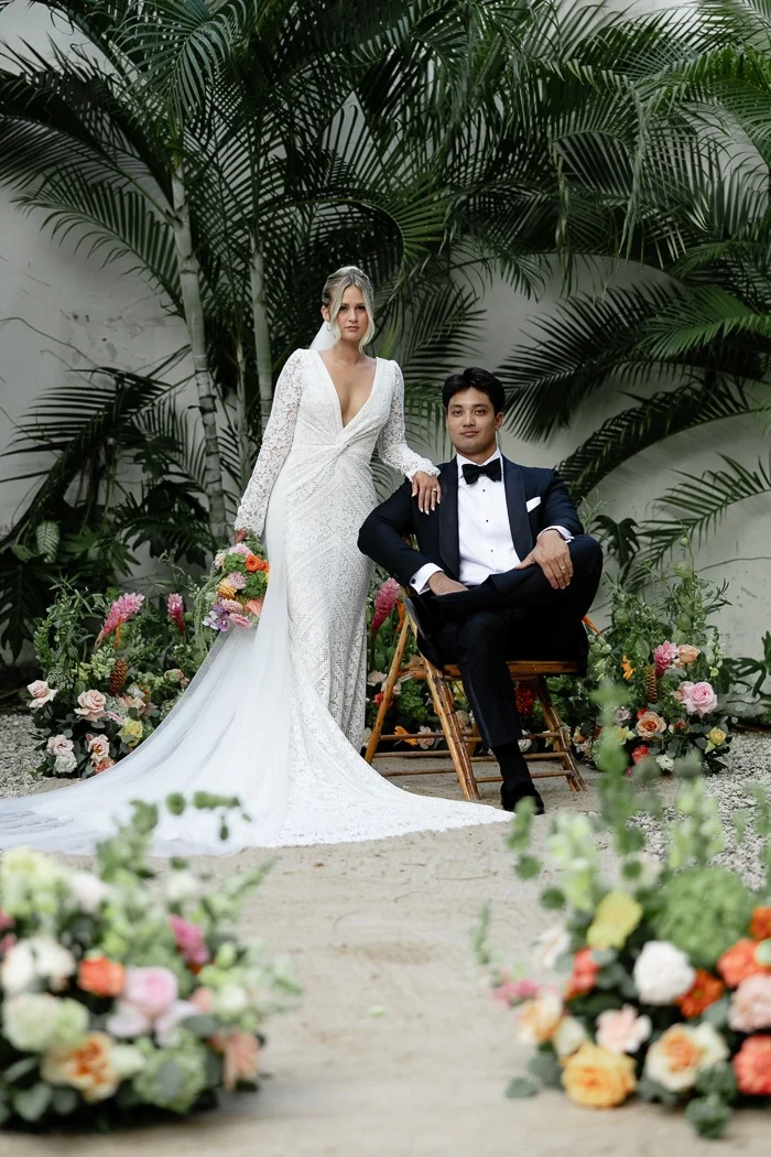 Abi-Grace and Henry Celebrate Tulum Destination Wedding with Pastel Florals and Intimate Hacienda Elegance.