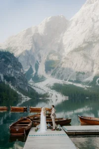Alexa and Logan’s Dolomites Elopement: A Symphony of Private Vows, Alpine Majesty, and Helicopter-Delivered Romance in Northern Italy