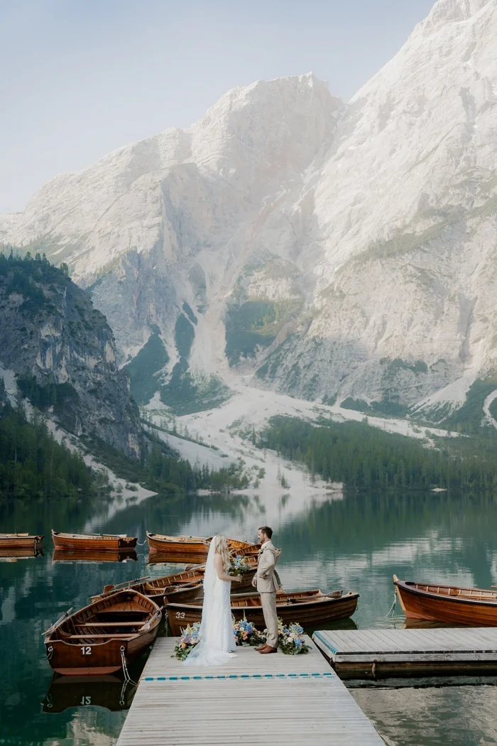 Alexa and Logan’s Dolomites Elopement: A Symphony of Private Vows, Alpine Majesty, and Helicopter-Delivered Romance in Northern Italy