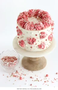 Piped Hearts Valentines Cake